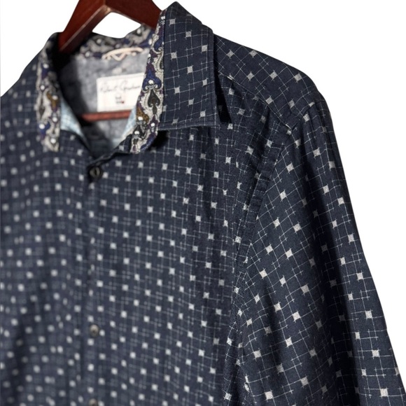 Robert Graham Long Sleeve Geometric Skill Button Down Shirt Blue EUC Size XL - Picture 4 of 15